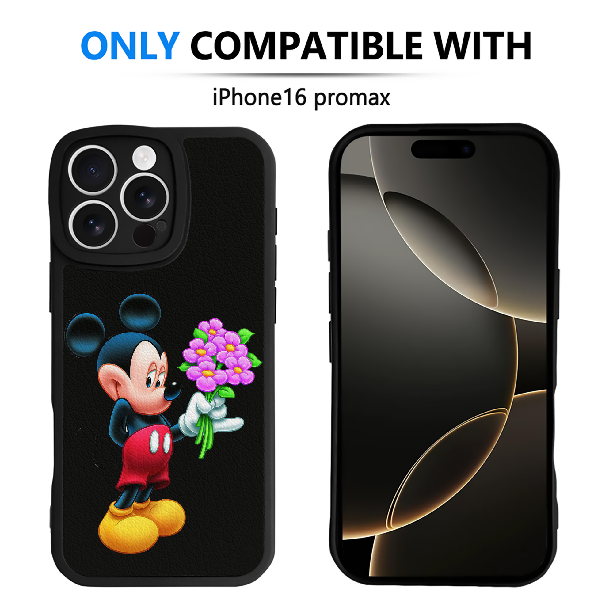 （画像用） ミッキーマウス Mickey Mouse 【iPhone 16シリーズ対応】シリコンスマホケース（レザー調） 材質：シリコン